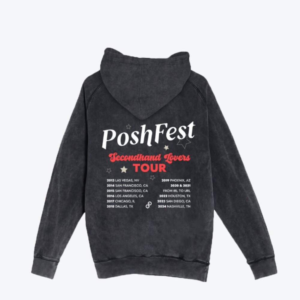 PoshFest 2024 Exclusive Secondhand Lovers Tour Hoodie Wash Black Size L - Picture 2 of 4